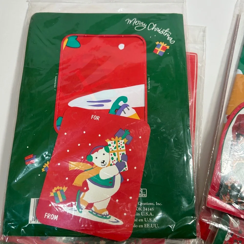 5 Jeanmarie Creations Vintage Christmas Giant Gift Bags Large Plastic Lot 1993